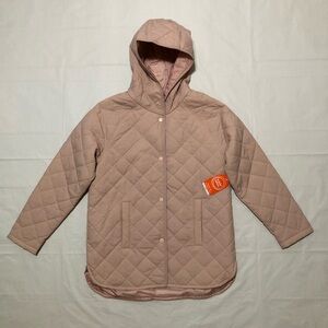 NWT Wonder Nation Girls Long Sleeve Quilted Hooded Pink Jacket XL (14-16) plus